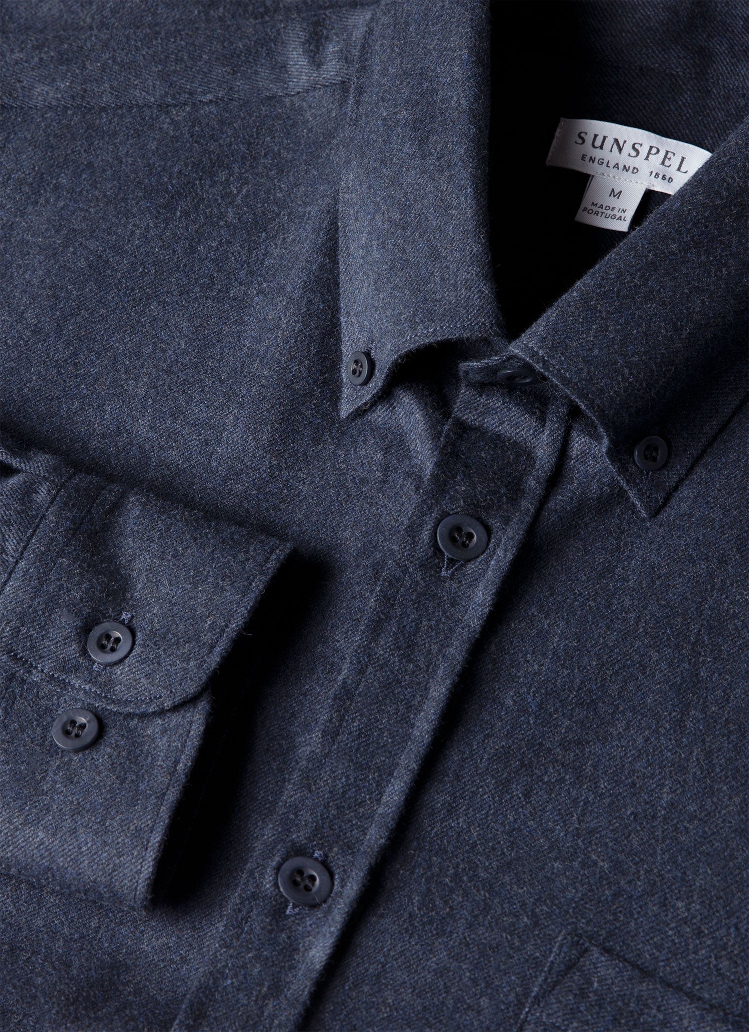 Men's Button Down Flannel Shirt in Navy Melange