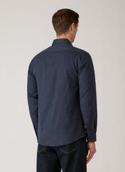 Men's Button Down Flannel Shirt in Navy Melange