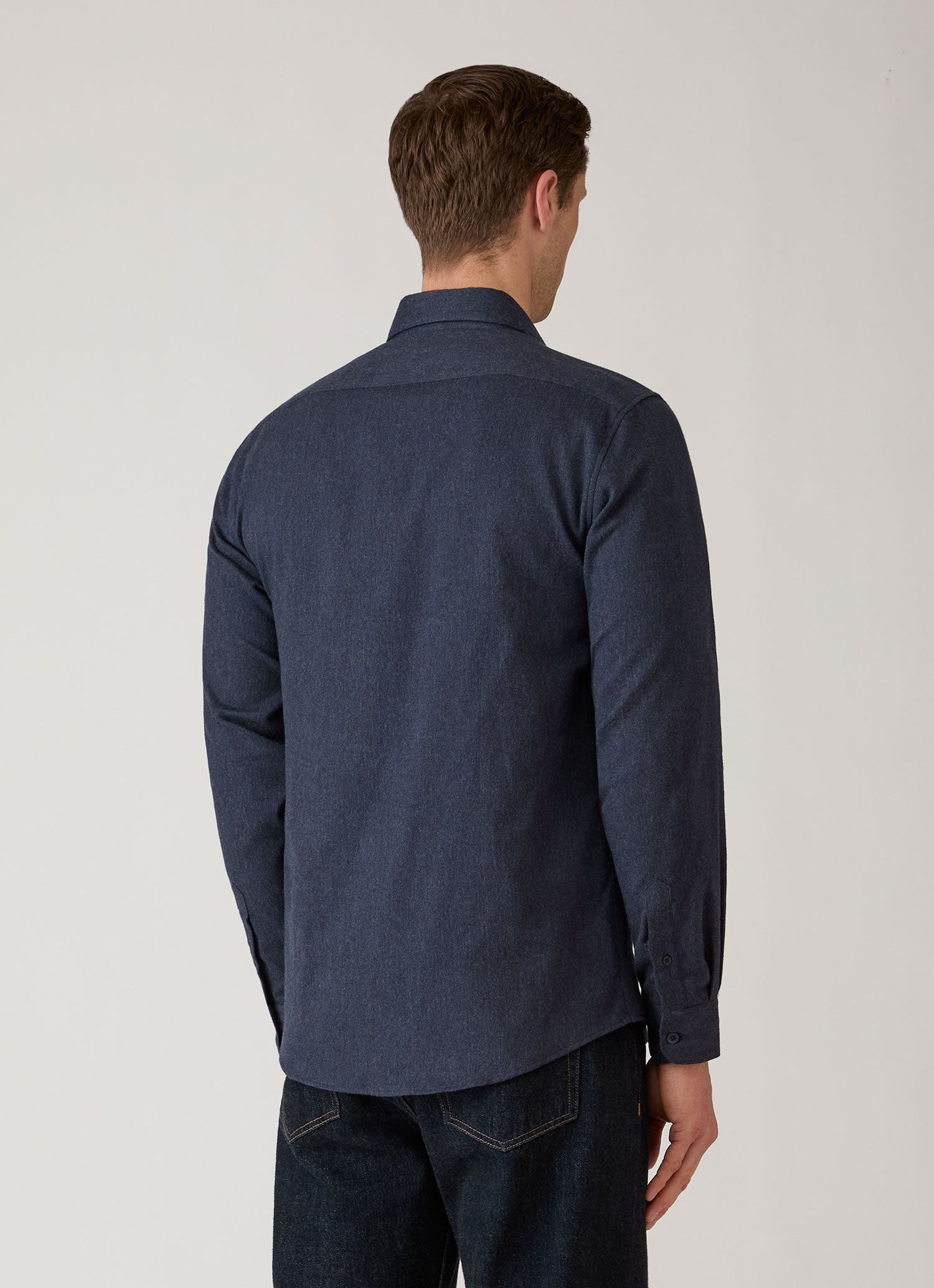 Men's Button Down Flannel Shirt in Navy Melange