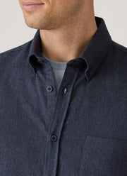Men's Button Down Flannel Shirt in Navy Melange