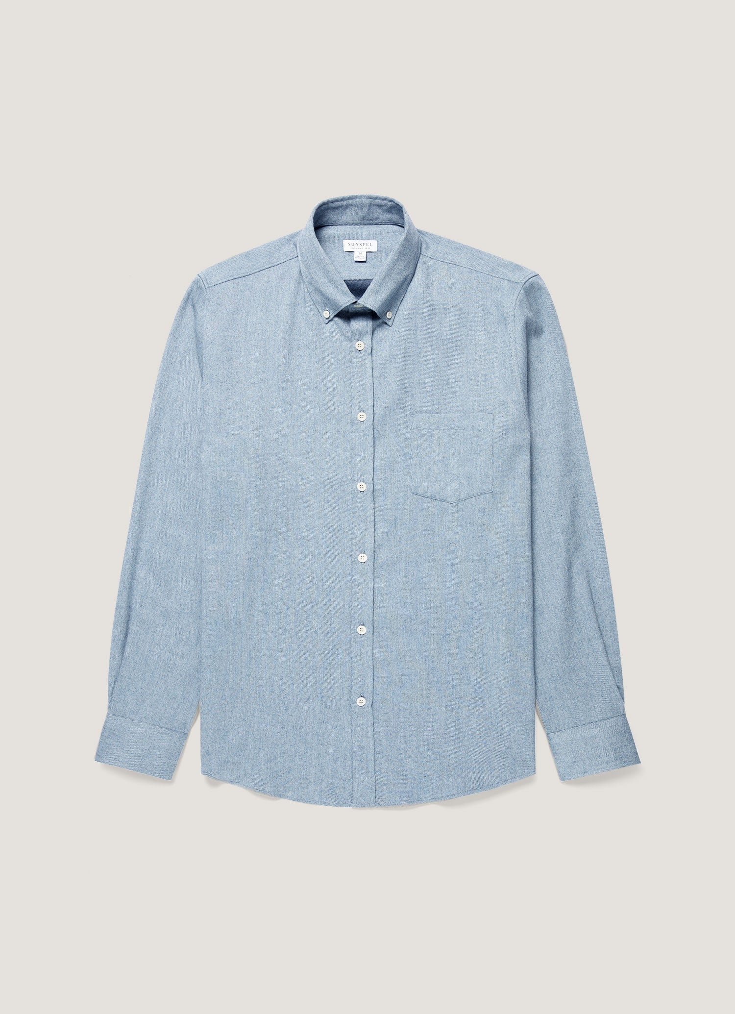 Men's Button Down Flannel Shirt in Powder Blue Melange
