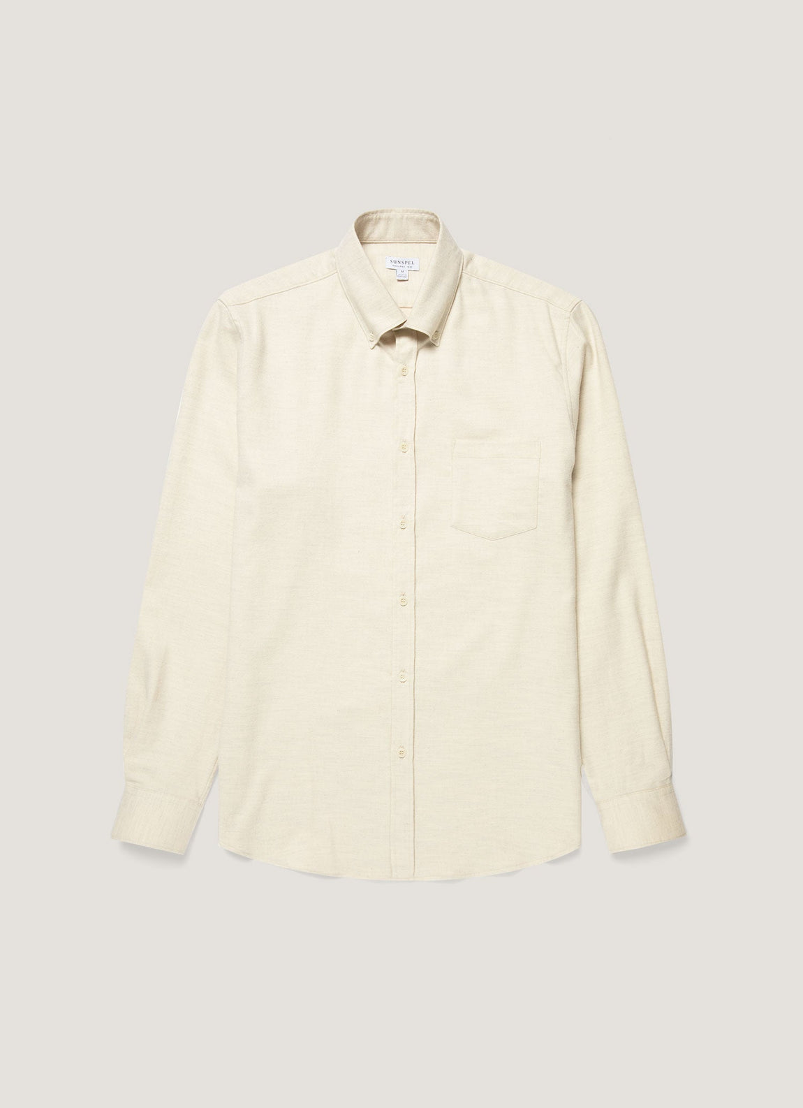 Men's Button Down Flannel Shirt in Ecru Melange