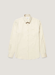 Men's Button Down Flannel Shirt in Ecru Melange