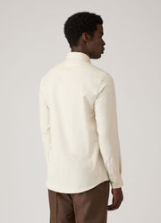 Men's Button Down Flannel Shirt in Ecru Melange