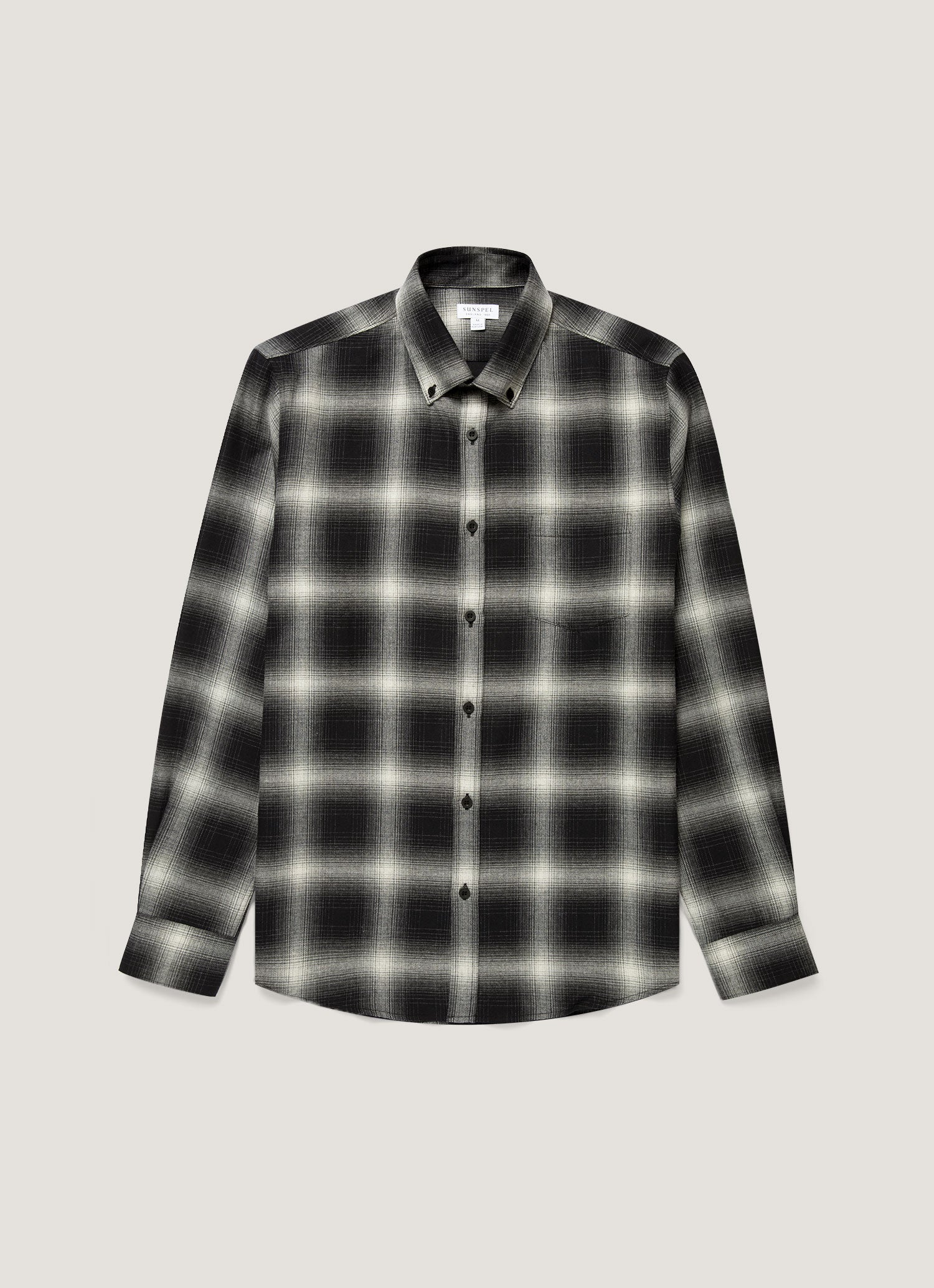 Men's Button Down Flannel Shirt in Black Melton Check