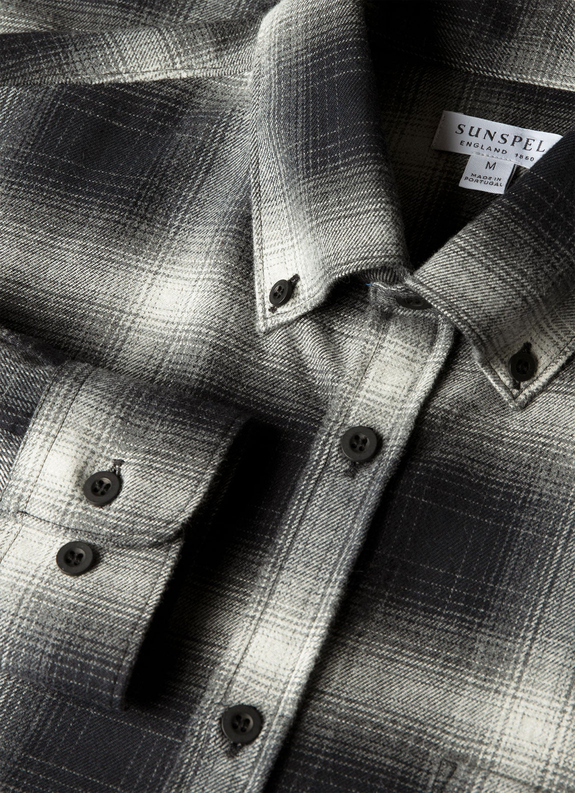Men's Button Down Flannel Shirt in Black Melton Check
