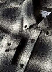 Men's Button Down Flannel Shirt in Black Melton Check