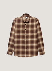 Men's Button Down Flannel Shirt in Chestnut Melton Check