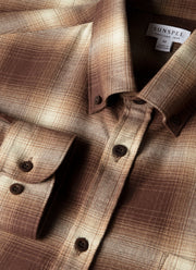 Men's Button Down Flannel Shirt in Chestnut Melton Check