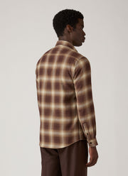 Men's Button Down Flannel Shirt in Chestnut Melton Check