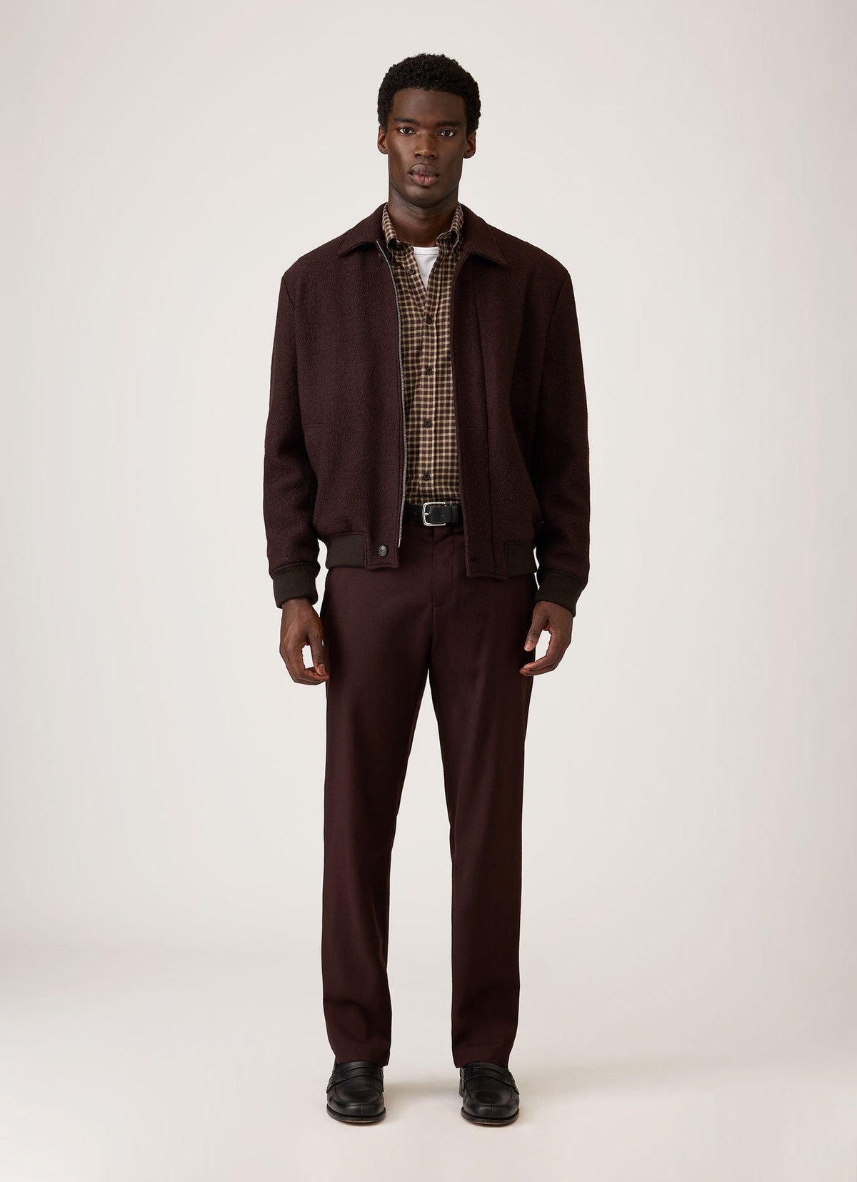 Men's Button Down Flannel Shirt in Chestnut Small Melton Check