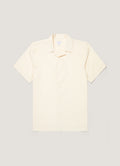 Men's Textured Stripe Camp Collar Shirt in Ecru