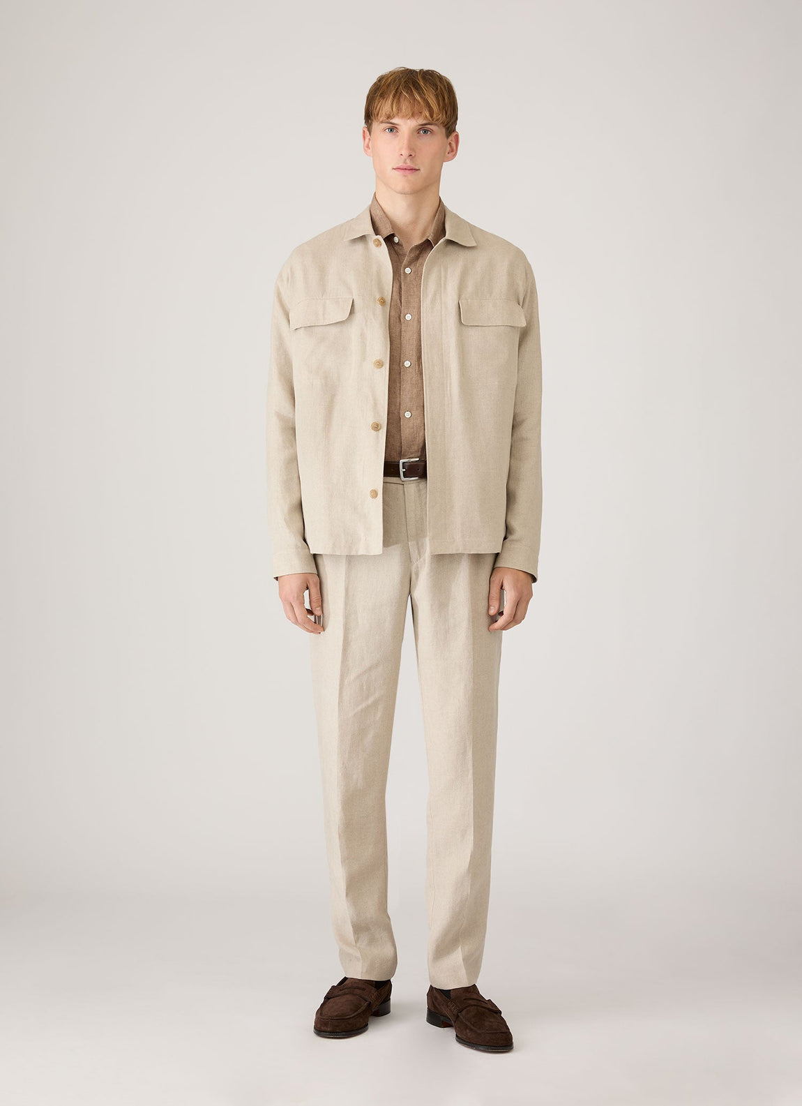 Men's Linen Overshirt in Sand