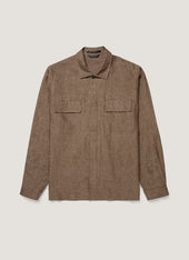 Men's Linen Overshirt in Dark Walnut