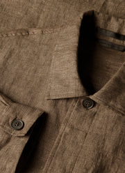 Men's Linen Overshirt in Dark Walnut