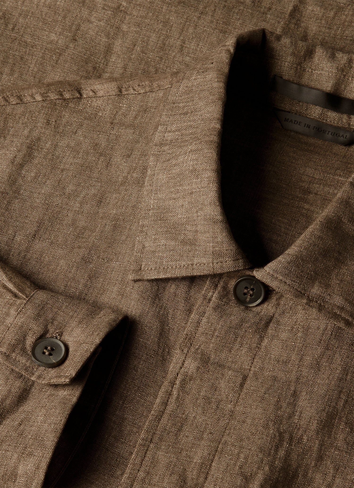 Men's Linen Overshirt in Dark Walnut