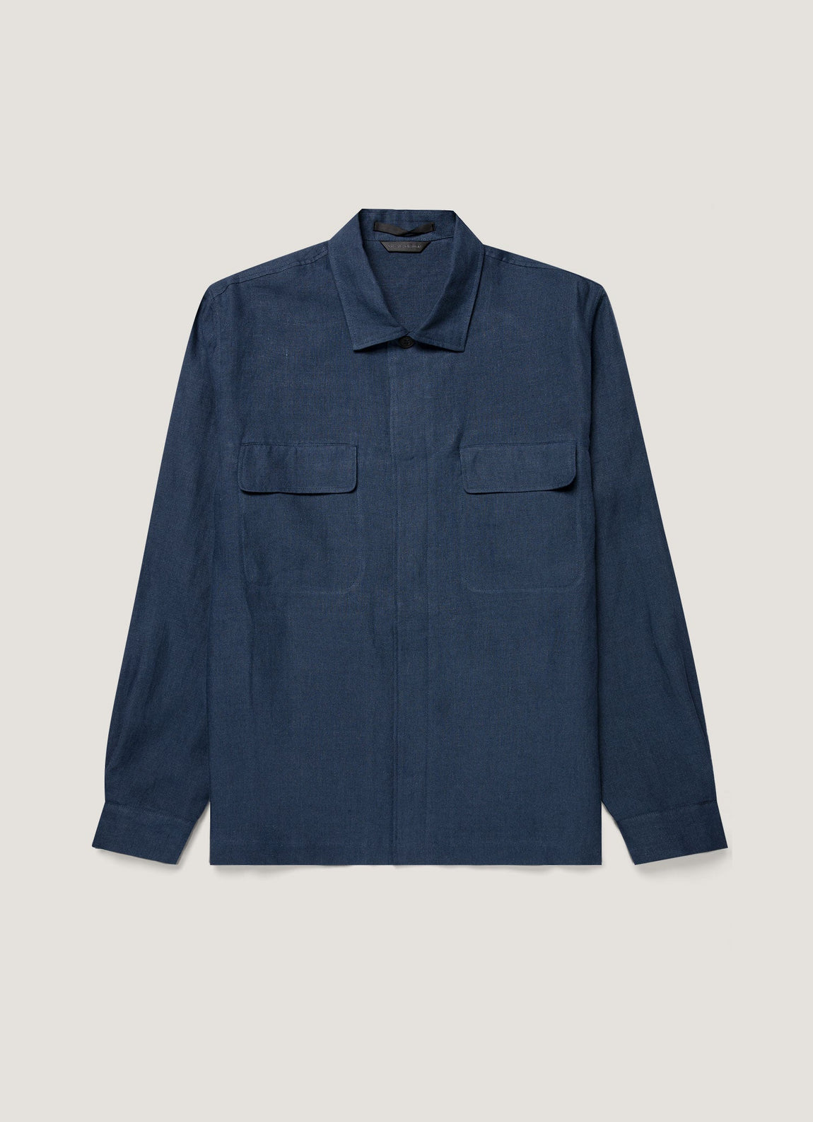 Men's Linen Overshirt in Light Navy