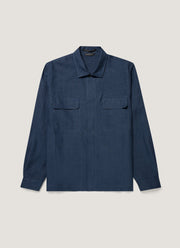 Men's Linen Overshirt in Light Navy
