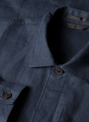 Men's Linen Overshirt in Light Navy