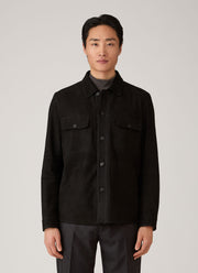 Men's Suede Overshirt in Black