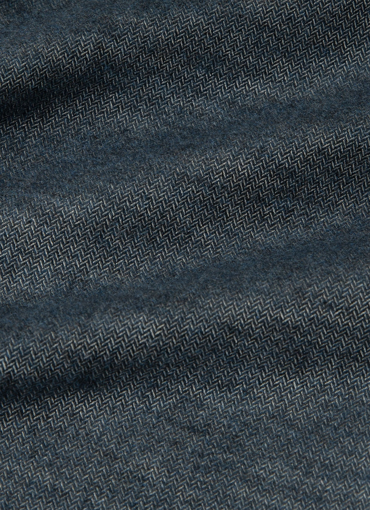 Men's Cotton Cashmere Herringbone Shirt in Denim Melange