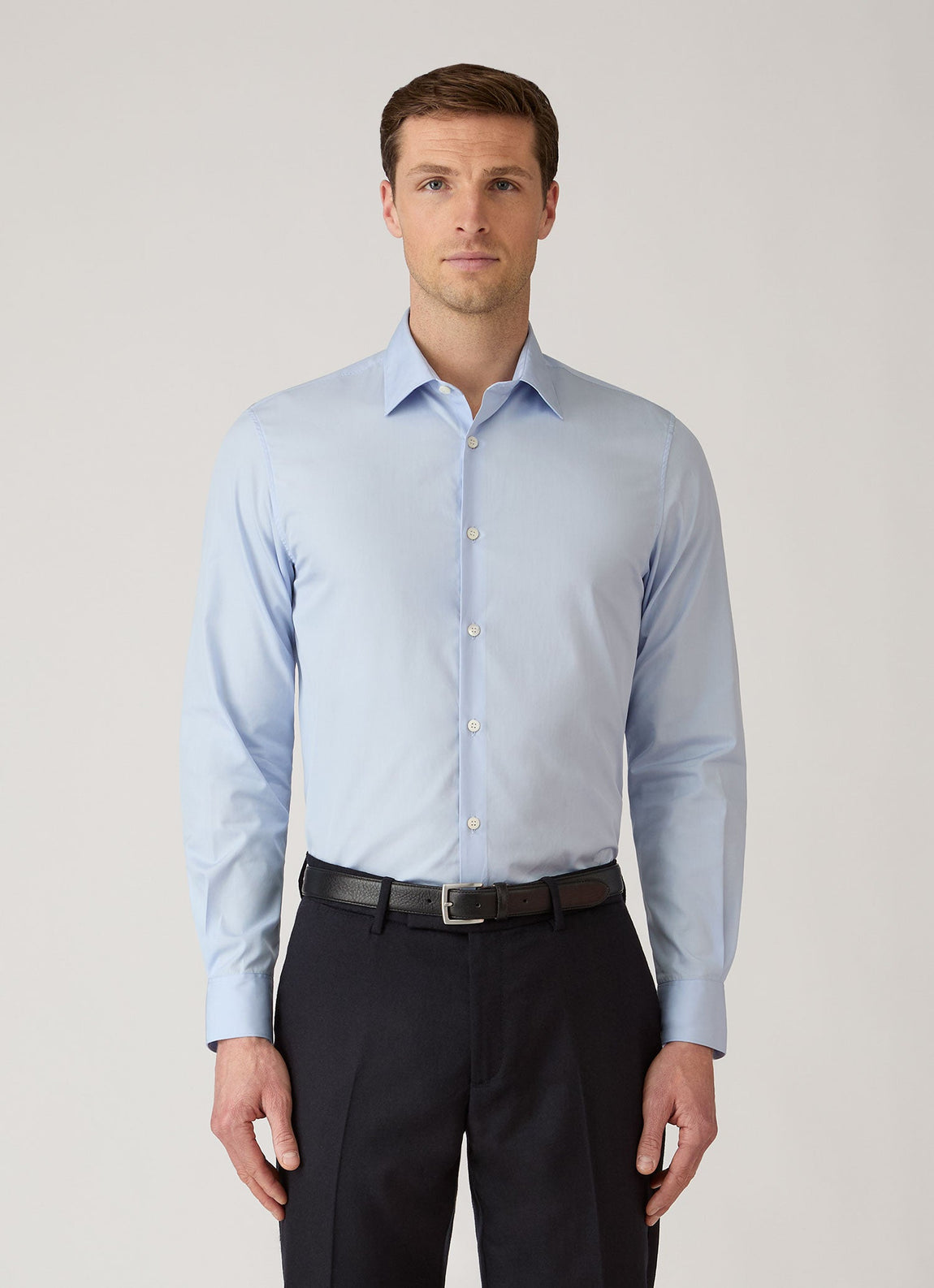 Men's Cotton Poplin Shirt in Light Blue