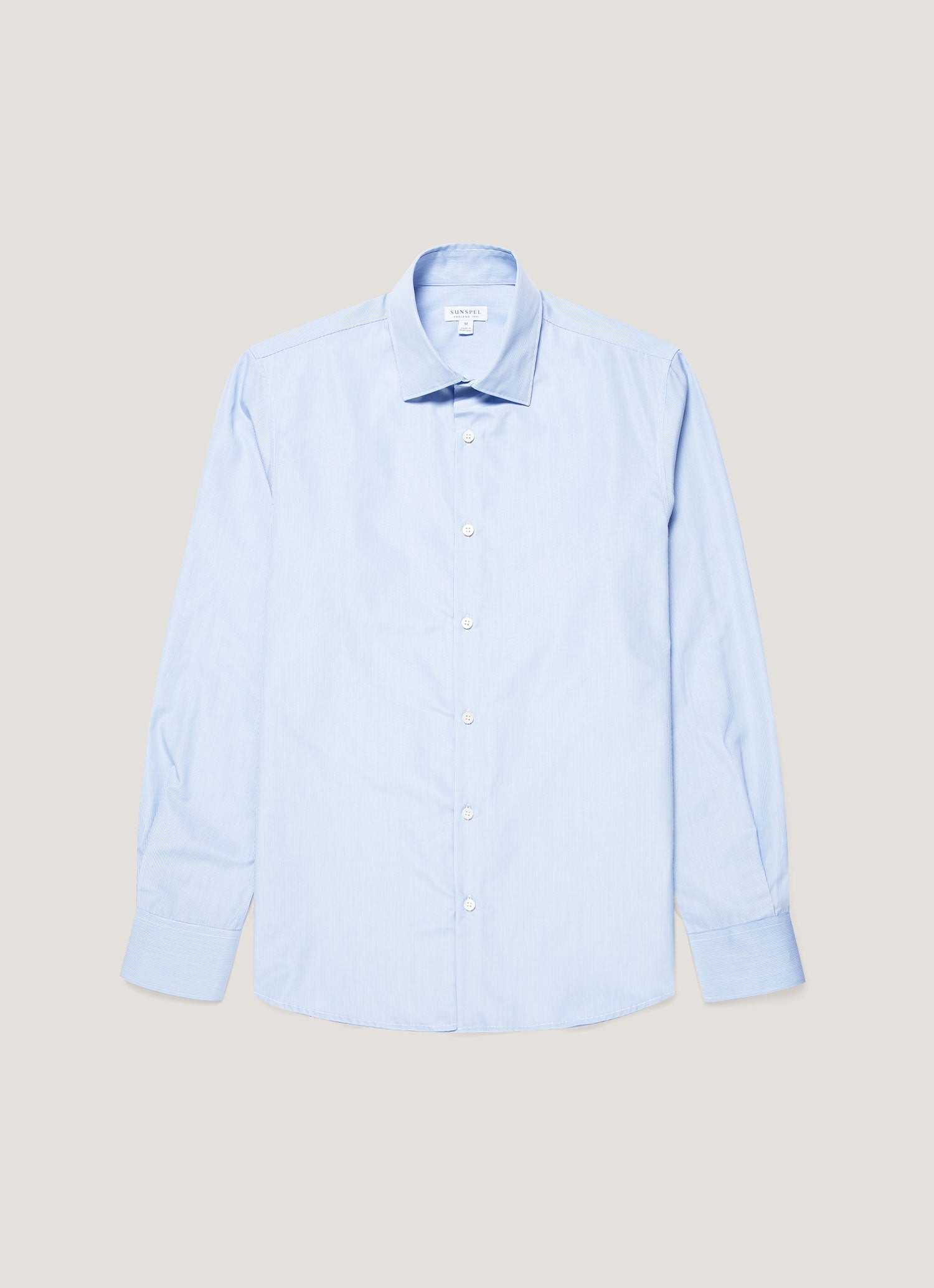 Men's Cotton Poplin Shirt in Mid Blue Bengal Stripe