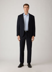 Men's Cotton Poplin Shirt in Mid Blue Bengal Stripe