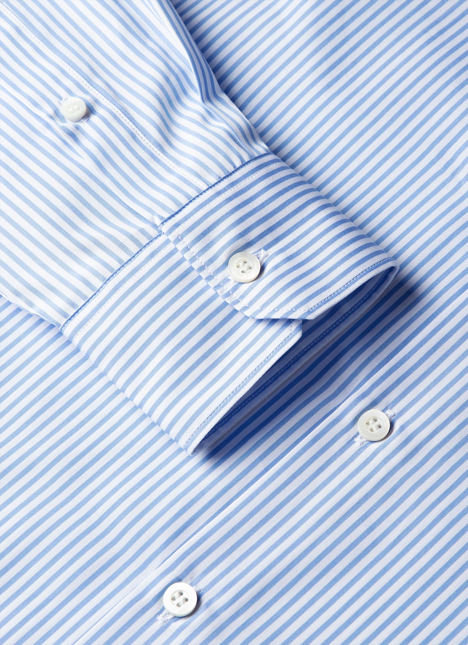 Men's Cotton Poplin Shirt in Mid Blue Bengal Stripe