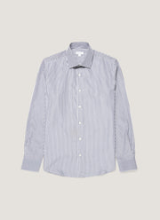 Men's Cotton Poplin Shirt in Navy Bengal Stripe