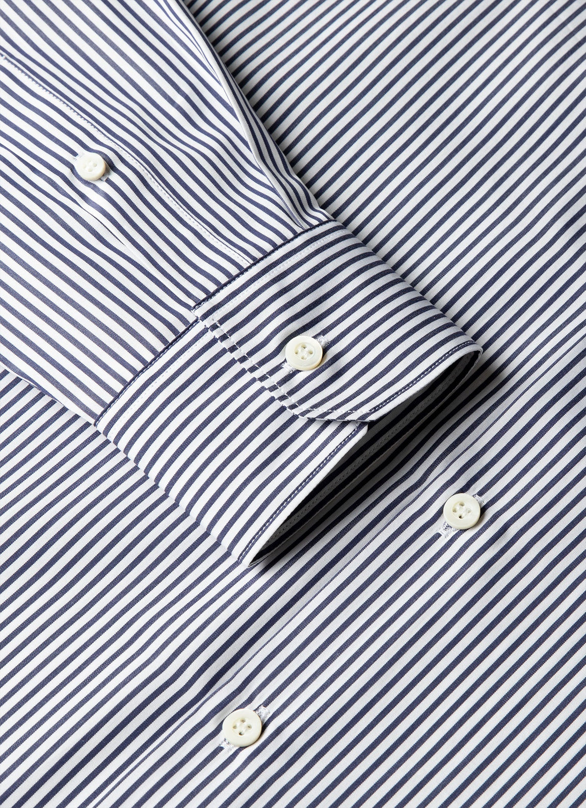 Men's Cotton Poplin Shirt in Navy Bengal Stripe