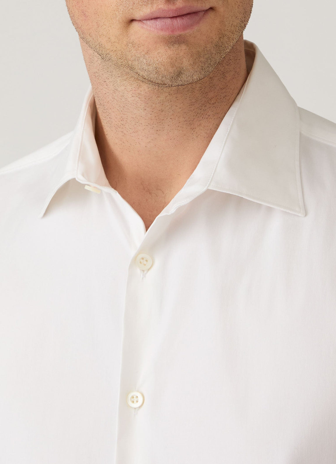 Men's Stretch Cotton Poplin Shirt in White