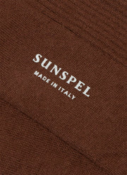 Men's Cotton Ribbed Socks in Chestnut