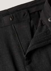 Men's Textured Wool Trouser in Dark Charcoal Melange
