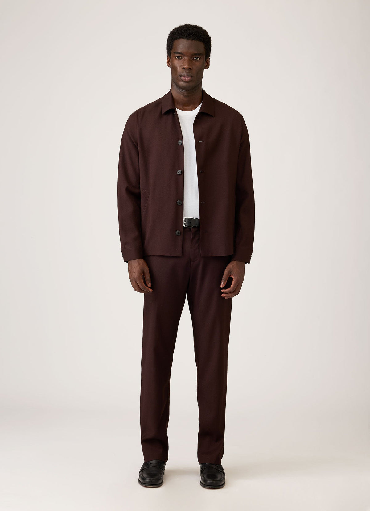 Men's Wool Twill Trouser in Dark Chocolate
