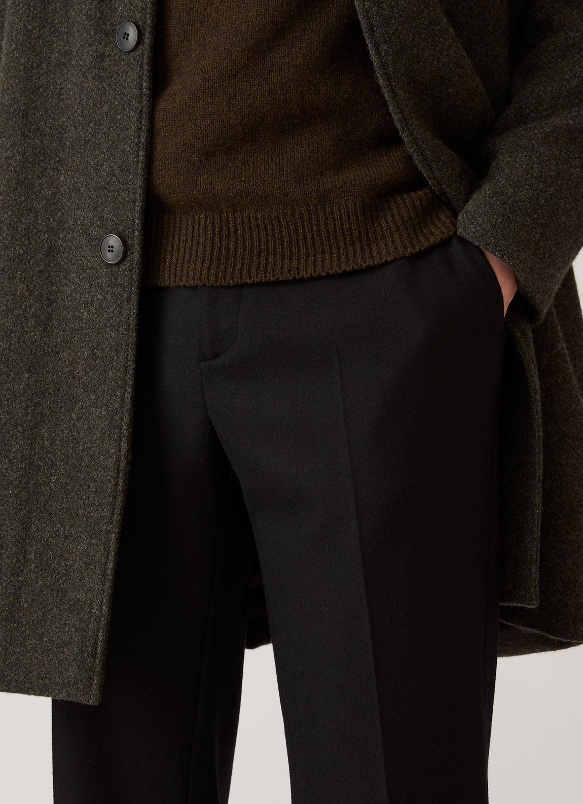 Men's Boiled Wool Trouser in Black
