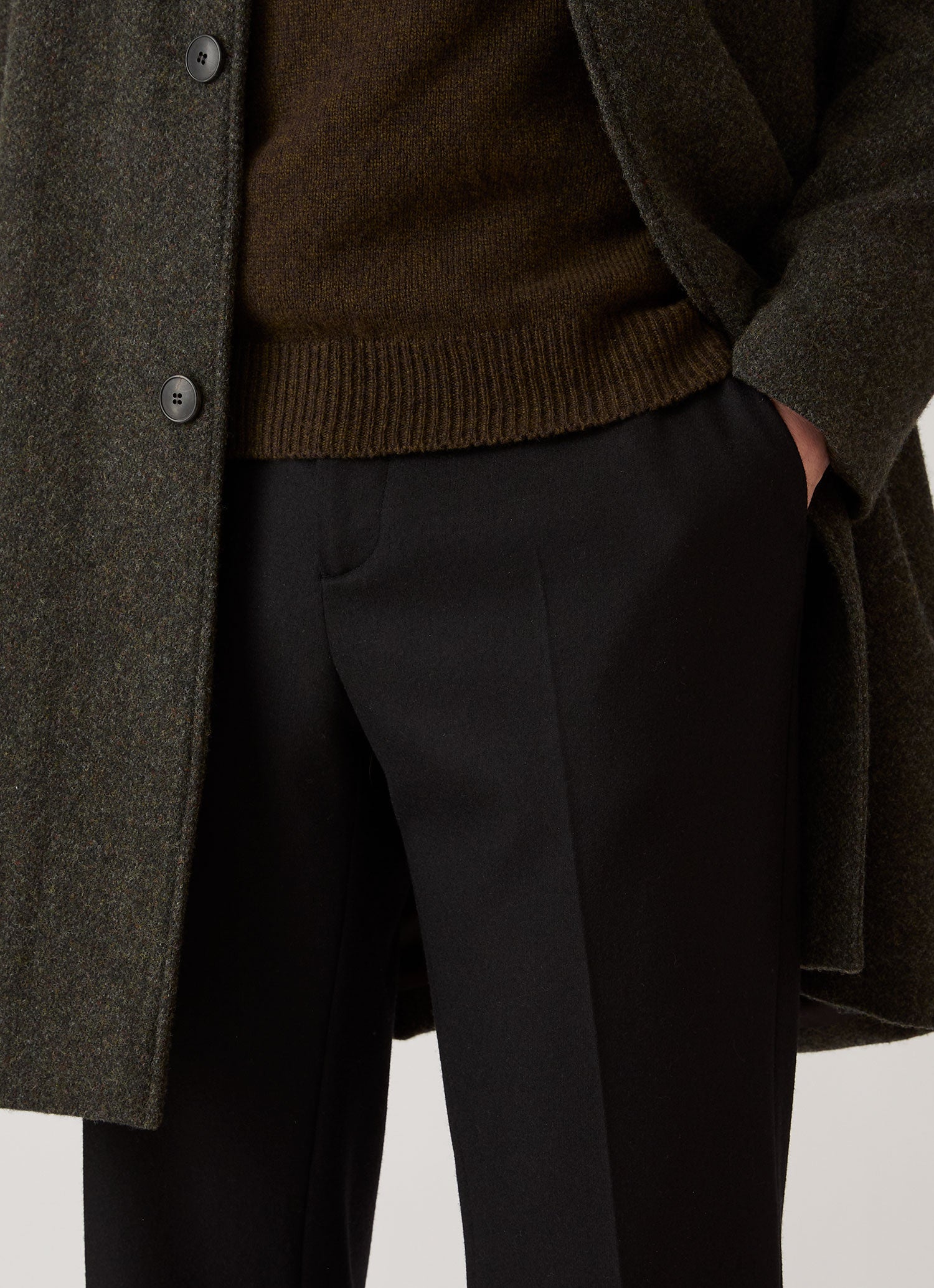 Men's Boiled Wool Trouser in Black