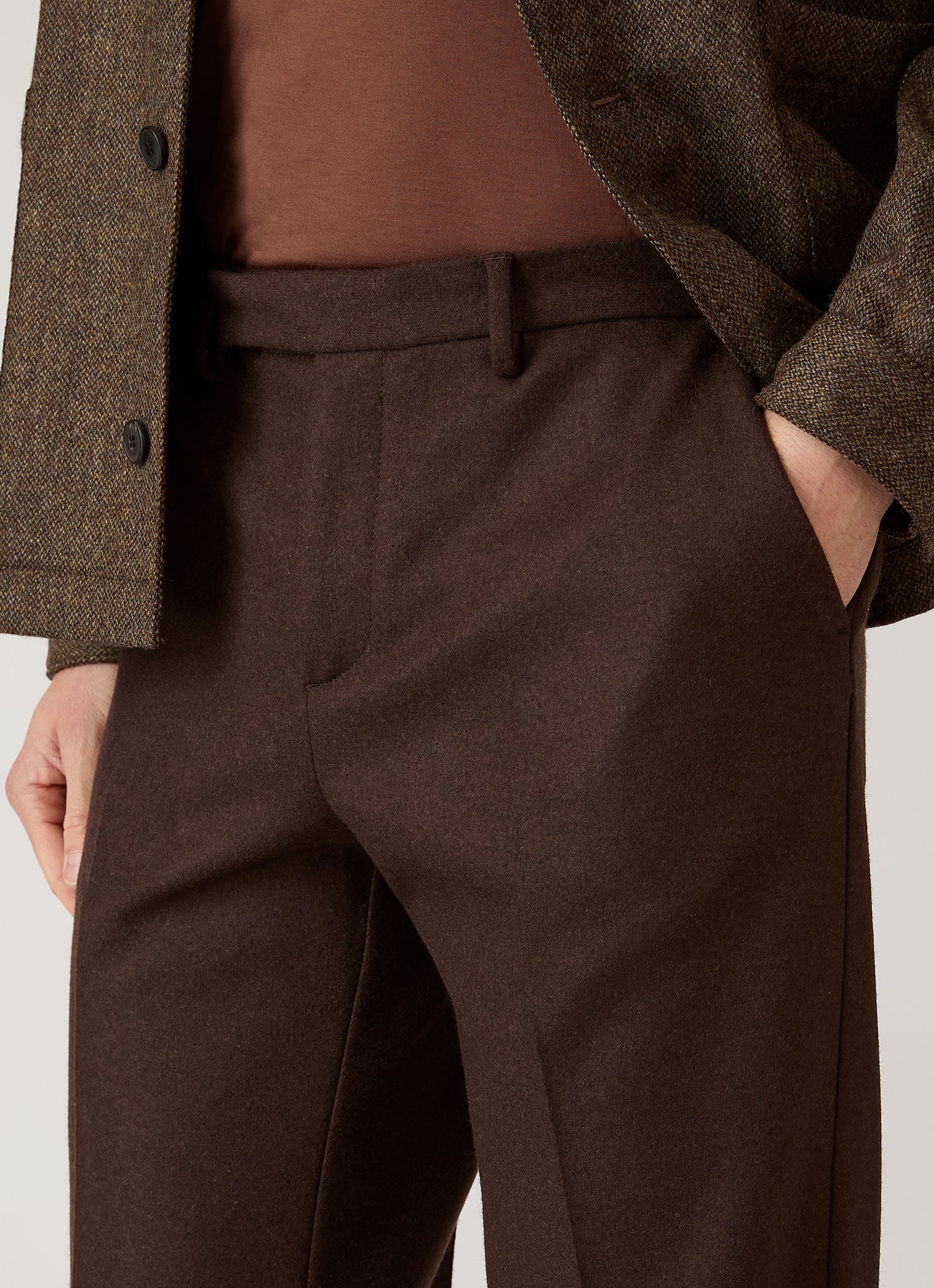 Men's Boiled Wool Trouser in Truffle