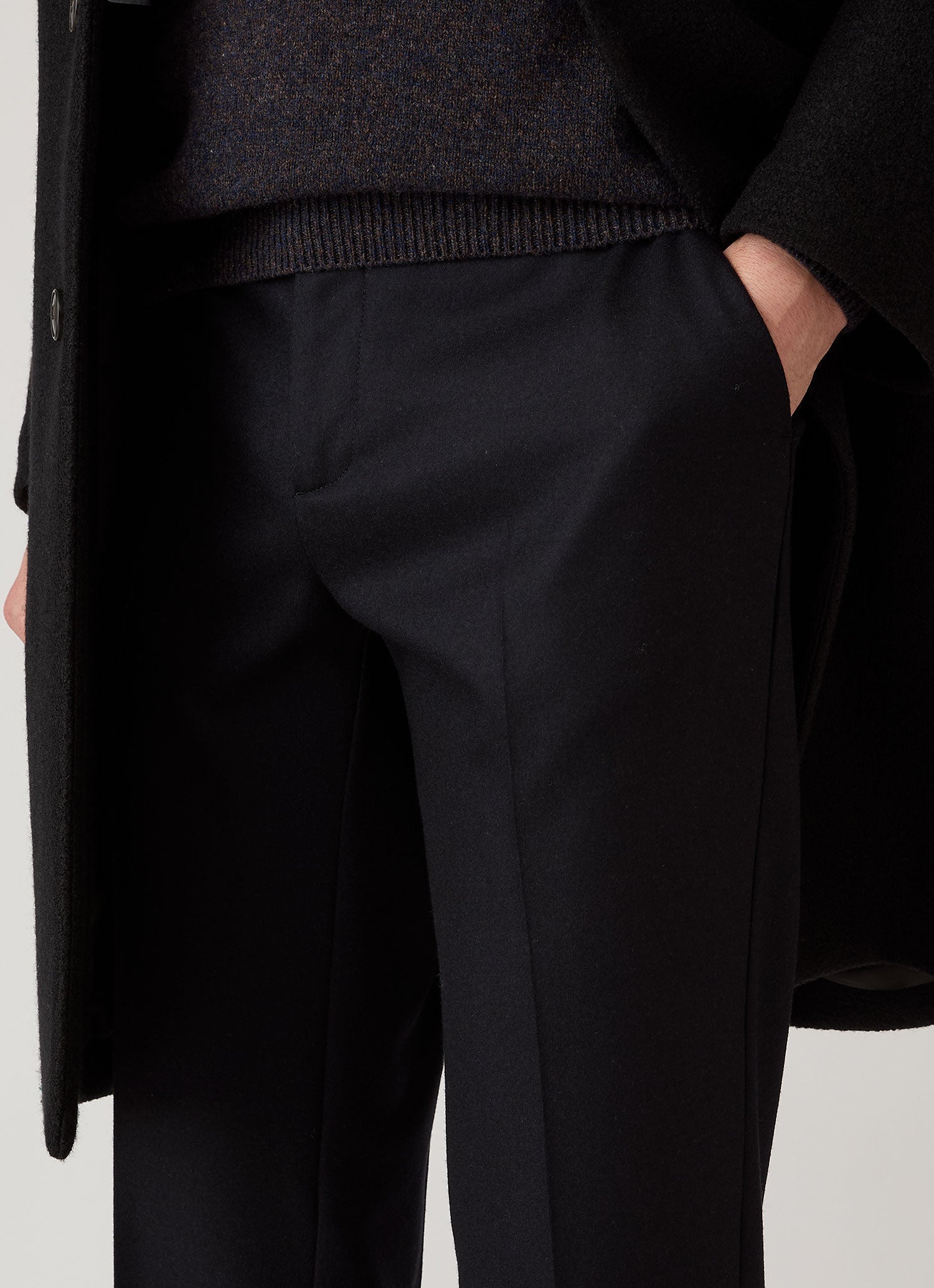 Men's Boiled Wool Trouser in Navy