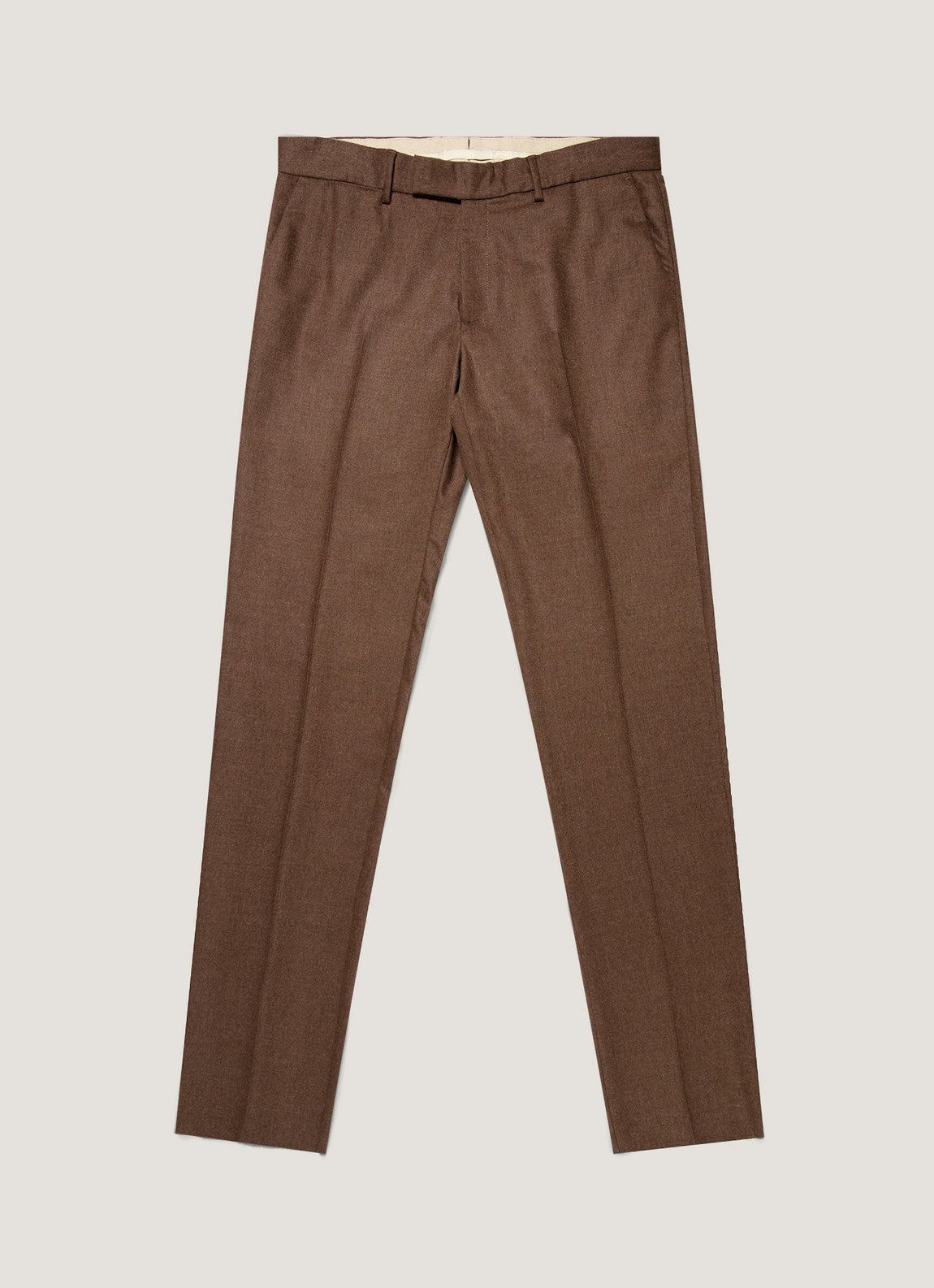Men's Wool Cashmere Flannel Trouser in Light Brown Melange