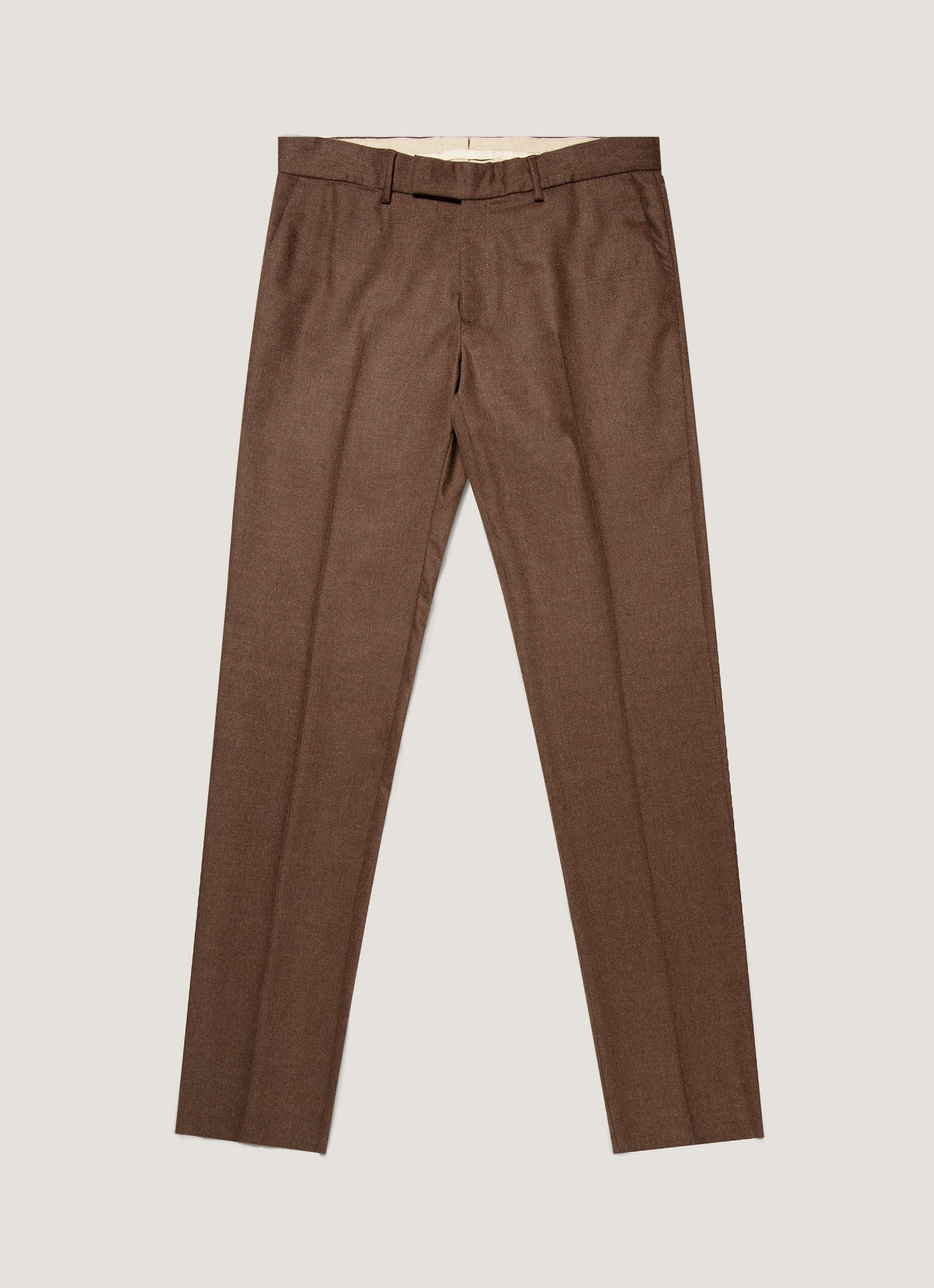 Men's Wool Cashmere Flannel Trouser in Light Brown Melange