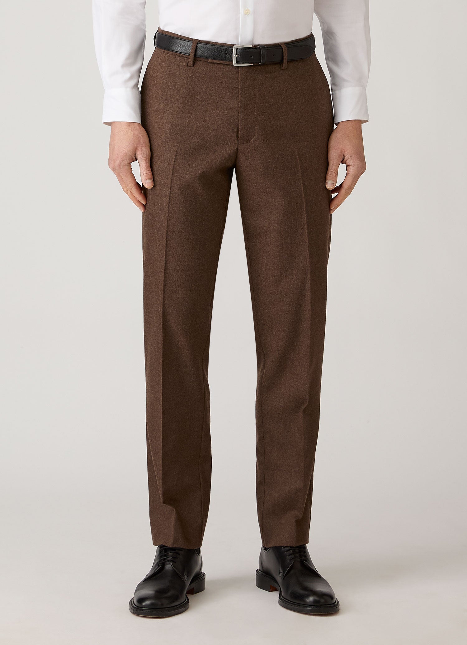 Men's Wool Cashmere Flannel Trouser in Light Brown Melange