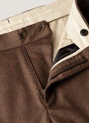 Men's Wool Cashmere Flannel Trouser in Light Brown Melange