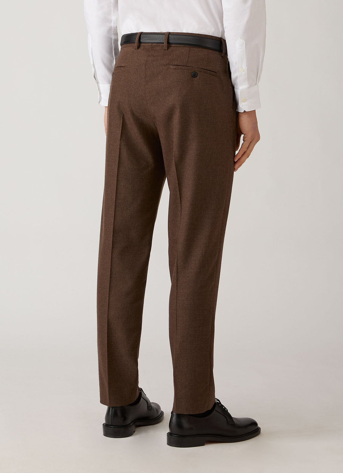 Men's Wool Cashmere Flannel Trouser in Light Brown Melange