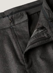 Men's Wool Cashmere Flannel Trouser in Charcoal Melange