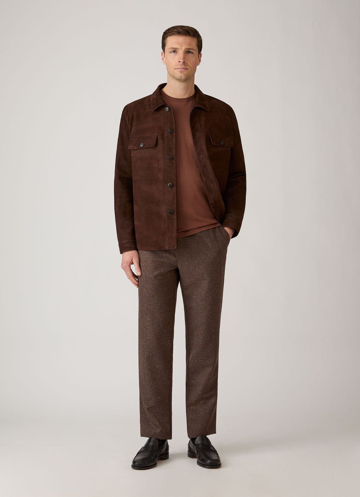 Men's Donegal Tweed Trouser in Dark Brown Melange