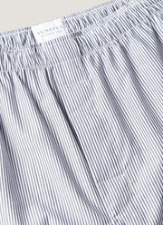 Men's Cotton Poplin Pyjama Trouser in White/Navy/Light Blue