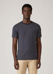 Men's Classic T-shirt in Navy/Ecru Pinstripe