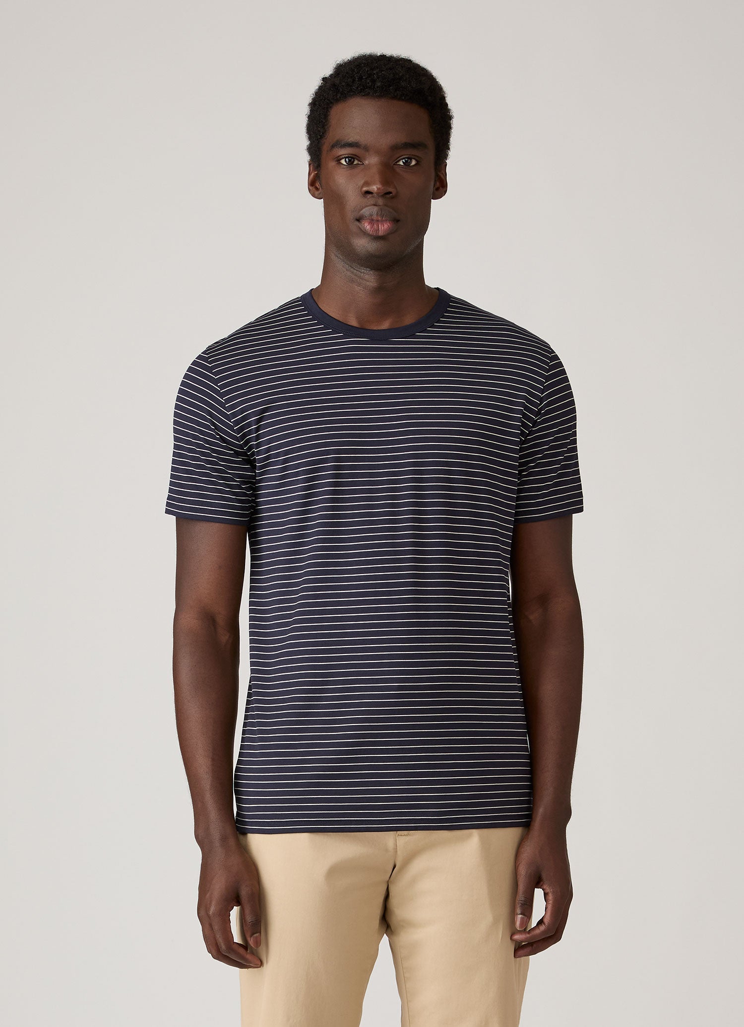 Men's Classic T-shirt in Navy/Ecru Pinstripe