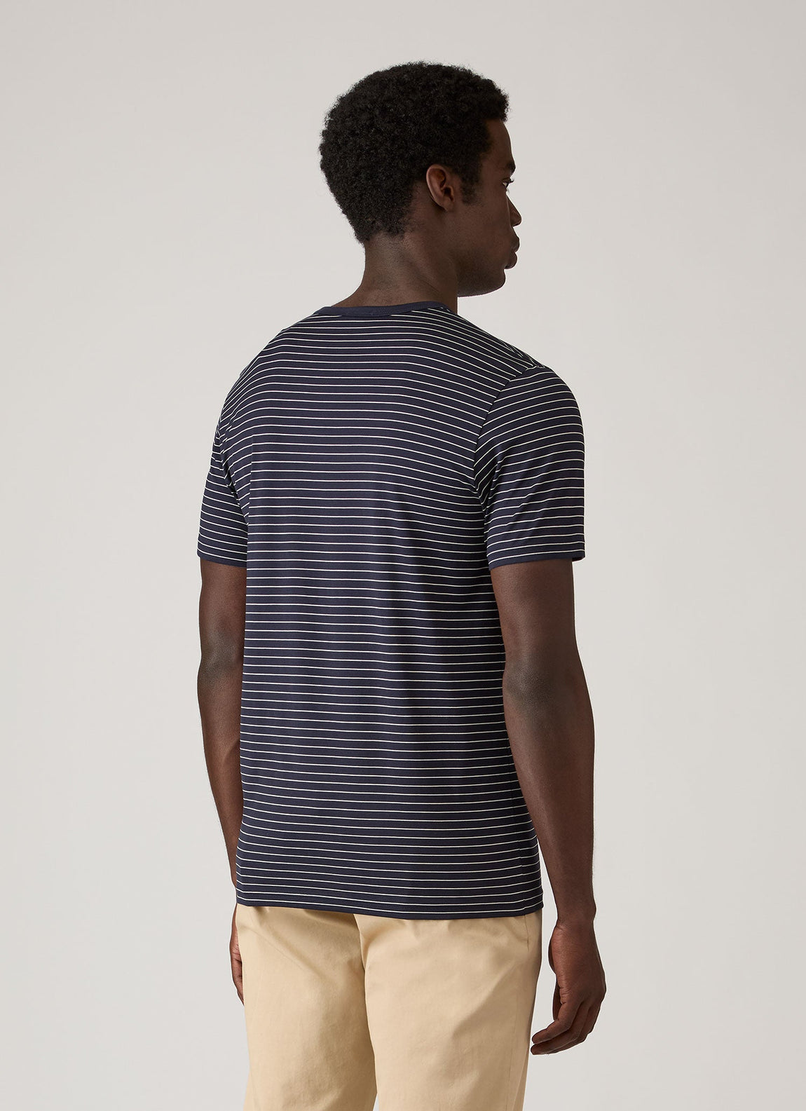 Men's Classic T-shirt in Navy/Ecru Pinstripe
